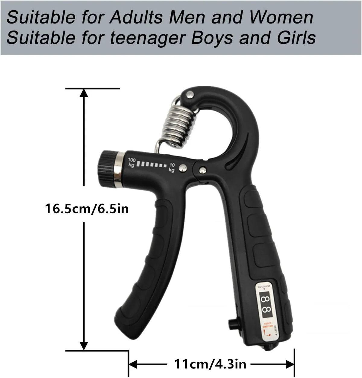 10-100kg Adjustable Hand Grip Strengthener Hand Grip Trainer With Counter Wrist Forearm And Hand Exerciser For Muscle Building