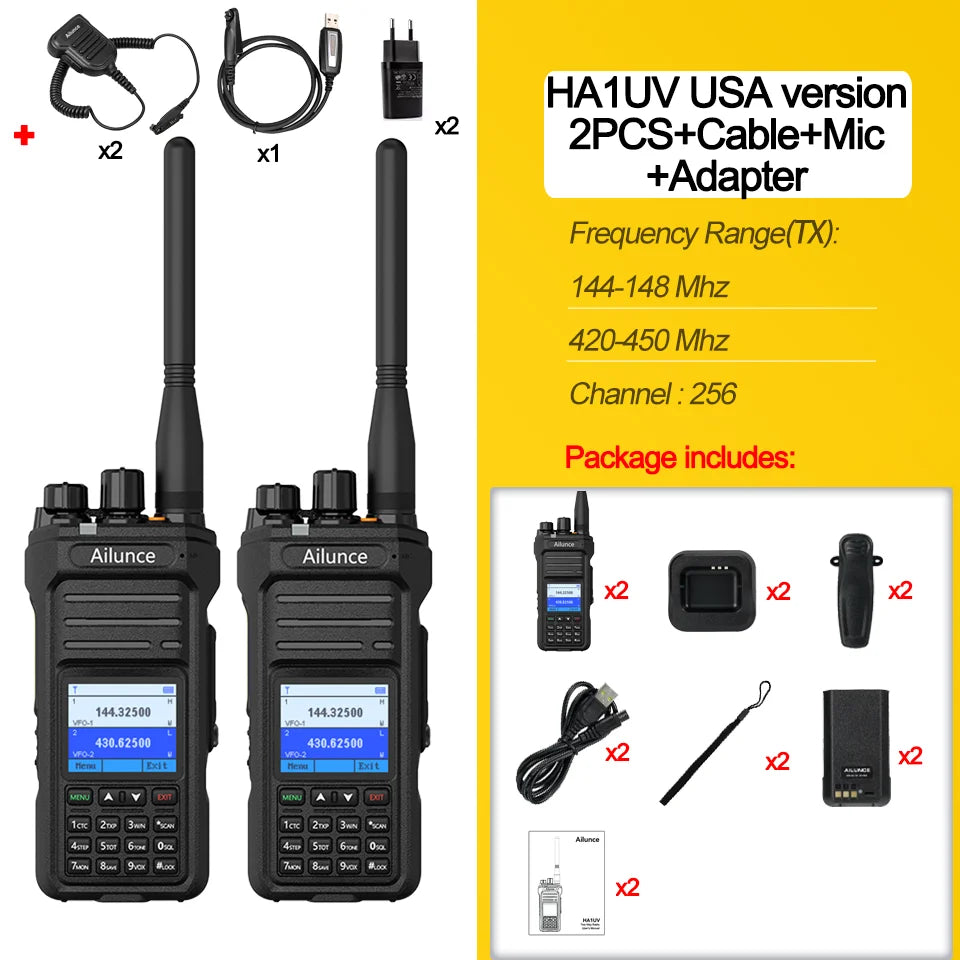 Retevis Ailunce HA1UV Ham Radio IP67 Waterproof Long Range 2800mAh Dual Band Two Way Radio Rechargeable Handheld Walkie Talkie