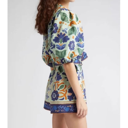 2025 Summer Fashion Jumpsuits New Women's Elegant Bohemian High Street Romper Printed Single Breasted Strap Streetwear Playsuits
