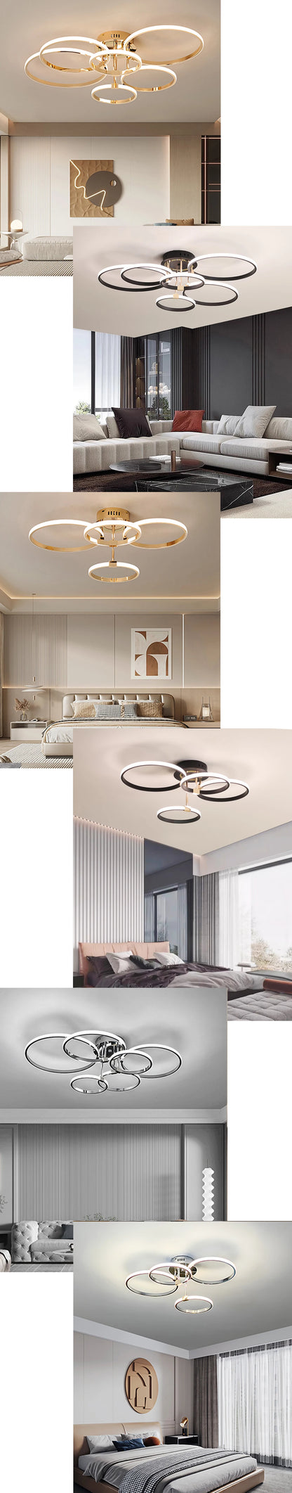 Modern LED Ceiling Chandelier for Living Bedroom,Round Dimmable Ceiling Lamp,Gold/Chrome/Black Bedroom Ceiling Light Fixture