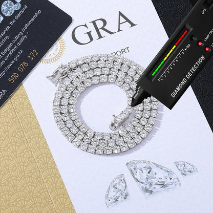 Factory Price S925 Sterling Silver D VVS1 Moissanite Tennis Necklace 3/4/5/6mm GRA for Women Man Jewellery Zircon