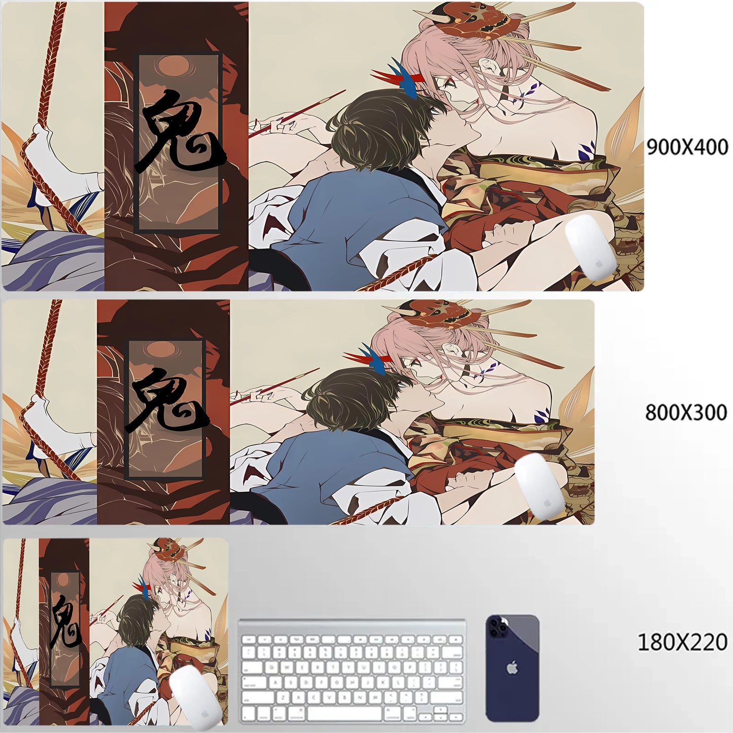 Japanese Girls Samurai Mouse Mat XL Aesthetics Mouse Pad Gaming Laptop Table Mat Office accessories Pc Cabinet Non-slip Carpet