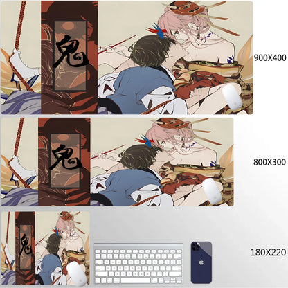 Japanese Girls Samurai Mouse Mat XL Aesthetics Mouse Pad Gaming Laptop Table Mat Office accessories Pc Cabinet Non-slip Carpet