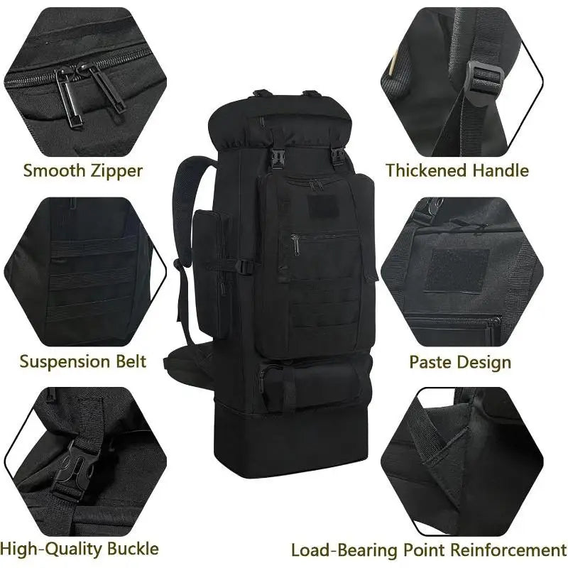 1pc 90L Hiking Daypack Backpack Expandable Waterproof Rucksack for Men Camping Outdoor Sport Traveling Large Capacity Sport