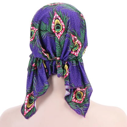 2026 New Trendy Print Muslim Fashion Hijab Turban Bonnet Long Tail Head Wraps Soft Elastic Hijab Hats Chemo Cap For Women Girls