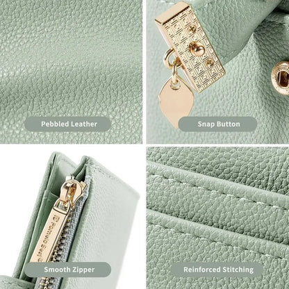 Pomelo Best Small Leather Wallet for Women Purse RFID Blocking Bifold Soft Card Holder with ID Window Zipper Coin Pocket Wallets