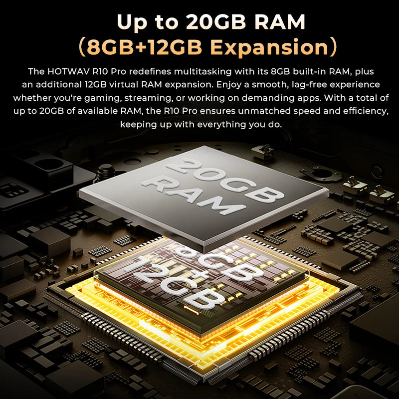 HOTWAV R10 Pro Rugged Tablet 10800mAh Massive Battery 10.1'' HD+ Display Octa-core Pad Android 14 8GB/16GB Expansion RAM 256GB ROM 13MP + 5MP Camera 4G Global Tablet PC