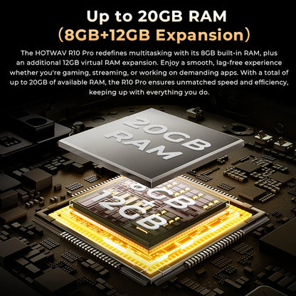 HOTWAV R10 Pro Rugged Tablet 10800mAh Massive Battery 10.1'' HD+ Display Octa-core Pad Android 14 8GB/16GB Expansion RAM 256GB ROM 13MP + 5MP Camera 4G Global Tablet PC