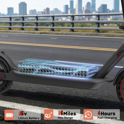 Electric Scooter -8.5'' Solid Tires, 19 MPH Max Speed, 350W Motor, 16 Miles Range,Adjustable Speed Foldable Commuter Scooter