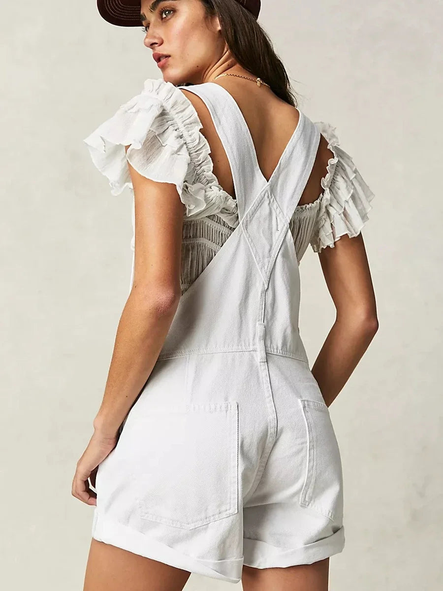 Summer Y2k Denim Jumpsuits for Women Straight Leg Stretch Jeans Dungarees Bib Overalls Regular Fit with Adjustable Straps