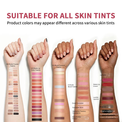All In One Makeup Set for Full Face Base Concealer Contour Highlight Blush Palette Eyebrow Pencil Eye Shadow Lip Makeup Kit