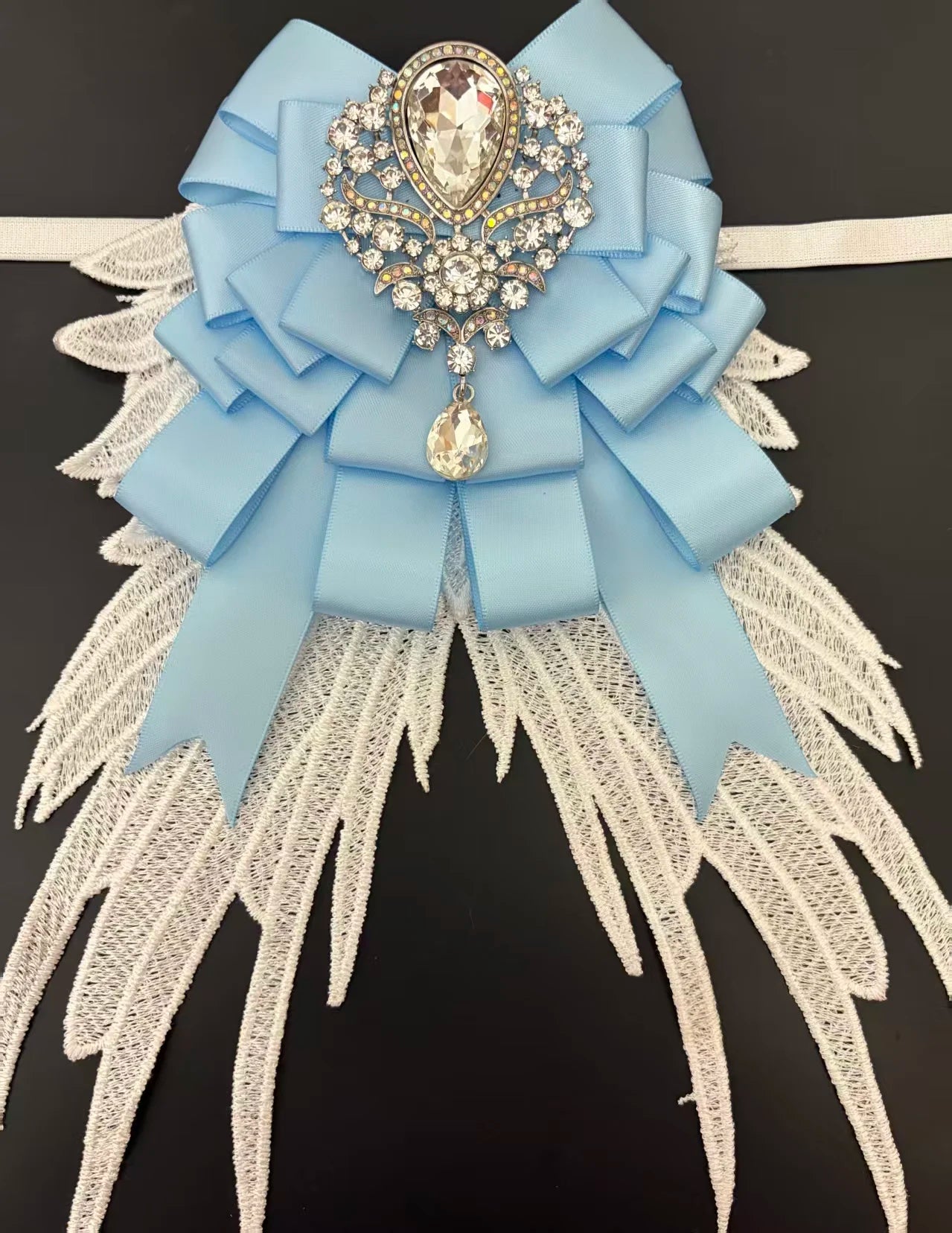 Luxury Rhinestone Mesh Wing Bow Brooch  Elegant Banquets Dress and Wedding Shirts Lapel Flower Bow Tie  Unisex Gift Accessory