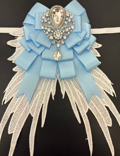 Luxury Rhinestone Mesh Wing Bow Brooch  Elegant Banquets Dress and Wedding Shirts Lapel Flower Bow Tie  Unisex Gift Accessory