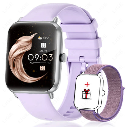LIGE Fashion 1.83" HD Screen Smart Watch Women Bluetooth Call IP68 Waterproof Ladies Watches Daily Health Monitor Smartwatch New
