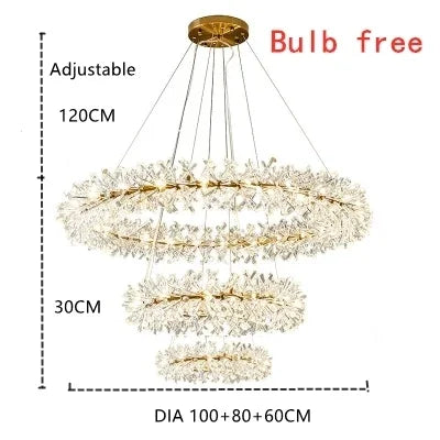 French crystal chandelier, romantic firefly, snowflake, light luxury, modern creativity, warm bedroom, dining room chandeliers