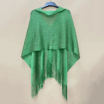 Summer Sun Protection Scarf Gold Silver Tassels Wedding Scarf Elegant Temperament Dresses Shawls for Women