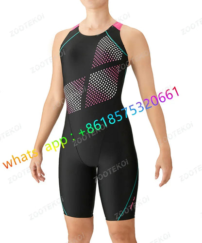 Women One Piece Swimwear Knee Length Swimsuit Bodysuit Swimming Pool Sports Professional Training Comfortable Swimwear 2026