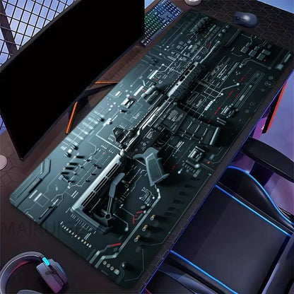 Gun-Themed Mouse Pad Large Size Rubber Base Anti-slip PC Desk Accessories Mousepad for Offices and Gamer Keyboard Mats Decor Mat