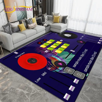 DJ Music Screen Area Rug, Creative Non-Slip Living Room Carpet, Modern Runner Floor Mat for Bedroom & Studio Decor, 1PC