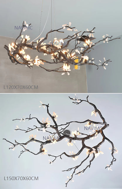 New All Copper LED Creative Branch Chandelier for Living Room, Dining Room Decoration, Lighting Fixtures, and Lobby Lighting