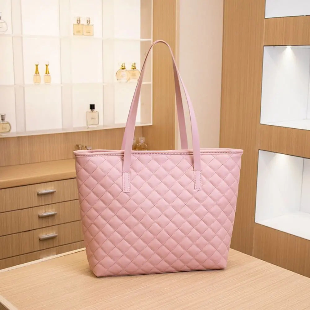 Large Capacity Tote Bag Casual Zipper PU Ladies Handbags Mommy Bag Women