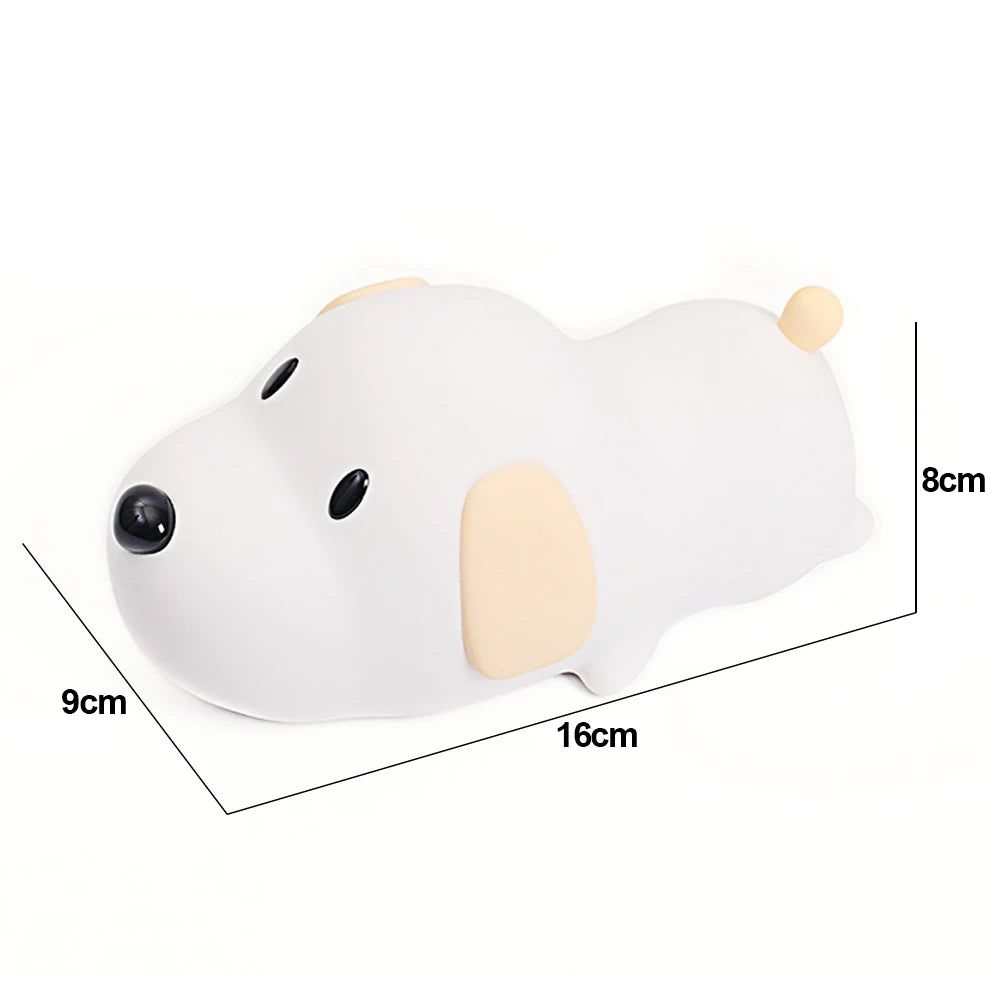 USB Rechargeable Bedside Mood Light Puppy Lamp Silicone Dog LED Night Lights Touch Sensor Colors  for Children Baby Toy Gift