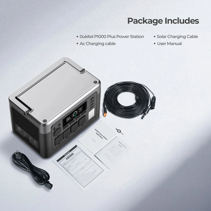 OUKITEL P1000 PLUS Portable Power Station 1800W Solar Generator 1024Wh Lifepo4 Battery Home Backup Outdoor Camping Mobile power