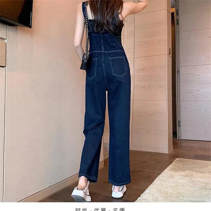 Spring Autumn Femme Jumpsuits Jeans Pants Ladies Straight-leg Denim Pantalons Korean Women High Waist Cowboy Overalls Trousers