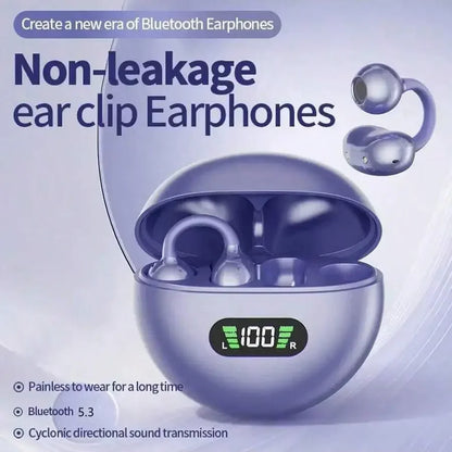 New Q71 TWS Bone Conduction Earphones Bluetooth 5.3 Earbuds Clip on Ear Comfortable Sport Digital Display Headsets