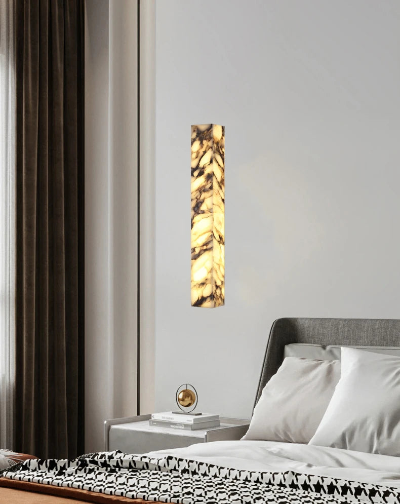 Cuboid Natural Marble Wall Lamp Art Design Dimmable Indoor Parlor Bedroom Stairs Bathroom Lighting