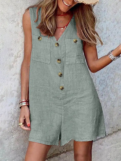 Stylish Women V Neck Sleeveless Rompers 2023 ZANZEA Summer Jumpsuits Short Playsuits Casual Solid Loose Beach Overalls Oversized