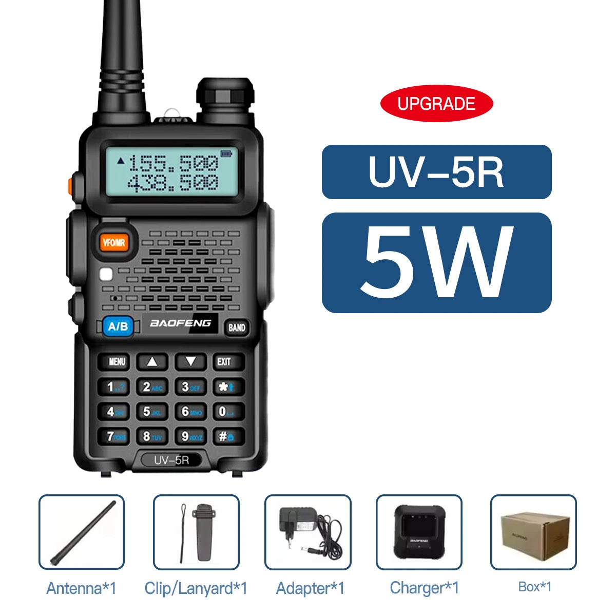 Baofeng UV5R 8W Tri-Power Walkie Talkie 5W High Power UHF VHF Dual Band Two-Way Radio Lange Afstand 128CH Handheld UV 5R CB Radi