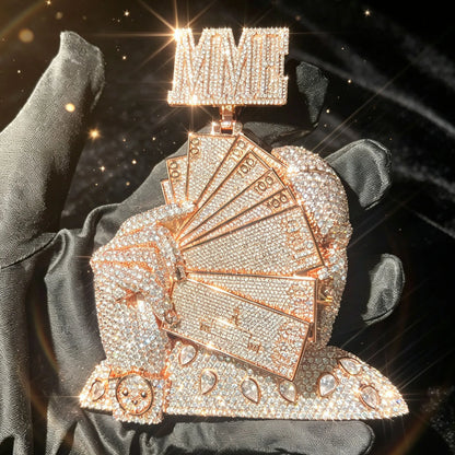 Ice Crystal Wealth Letter Stereoscopic Portrait Hip Hop Personalized Pendant Can Be Paired with Cuban Chain Male and Female Rap Singer Party Accessories Unique Jewelry Anniversary Gifts