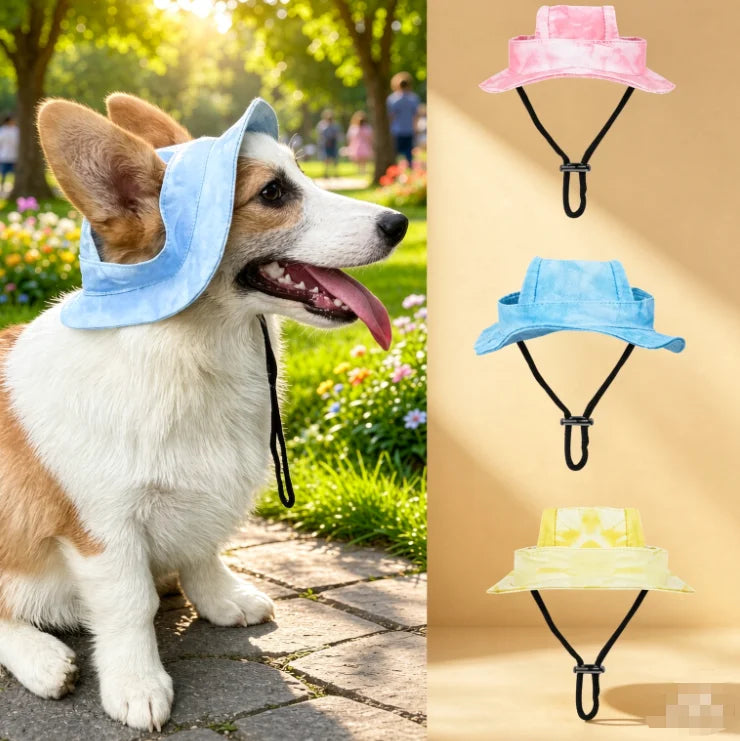 Pets Hat with Ear Holes Adjustable Baseball Cap for Medium Small Dogs Summer Dye Cats Sun Cap Pet Outdoor Hat Pet Supplies