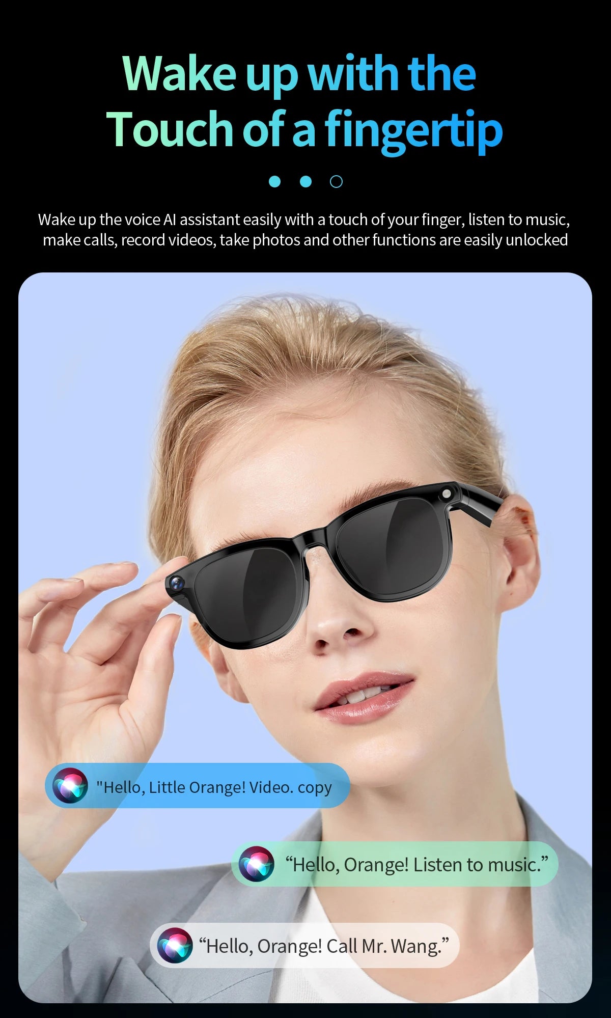 Smart Glasses CY01 8MP Camera 32GB Memory Bluetooth Calls ChatGPT DeepSeek Apps Voice Wake Music Player
