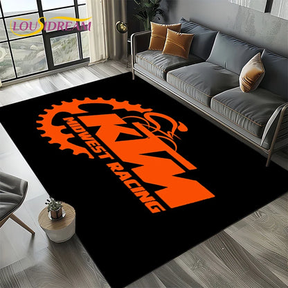 Racing Car K-KTM Motorcycle Carpet Rug for Living Room Bedroom Home Sofa Decoration,Kids Play Area Rug Non-slip Floor Mat Gift
