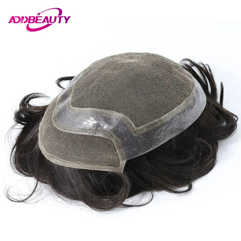 Swiss Lace Front Men Toupee Real Human Hair Wigs Lace PU Men's Capillary Prosthesis Durable Man Wig Natural Human System Toppers