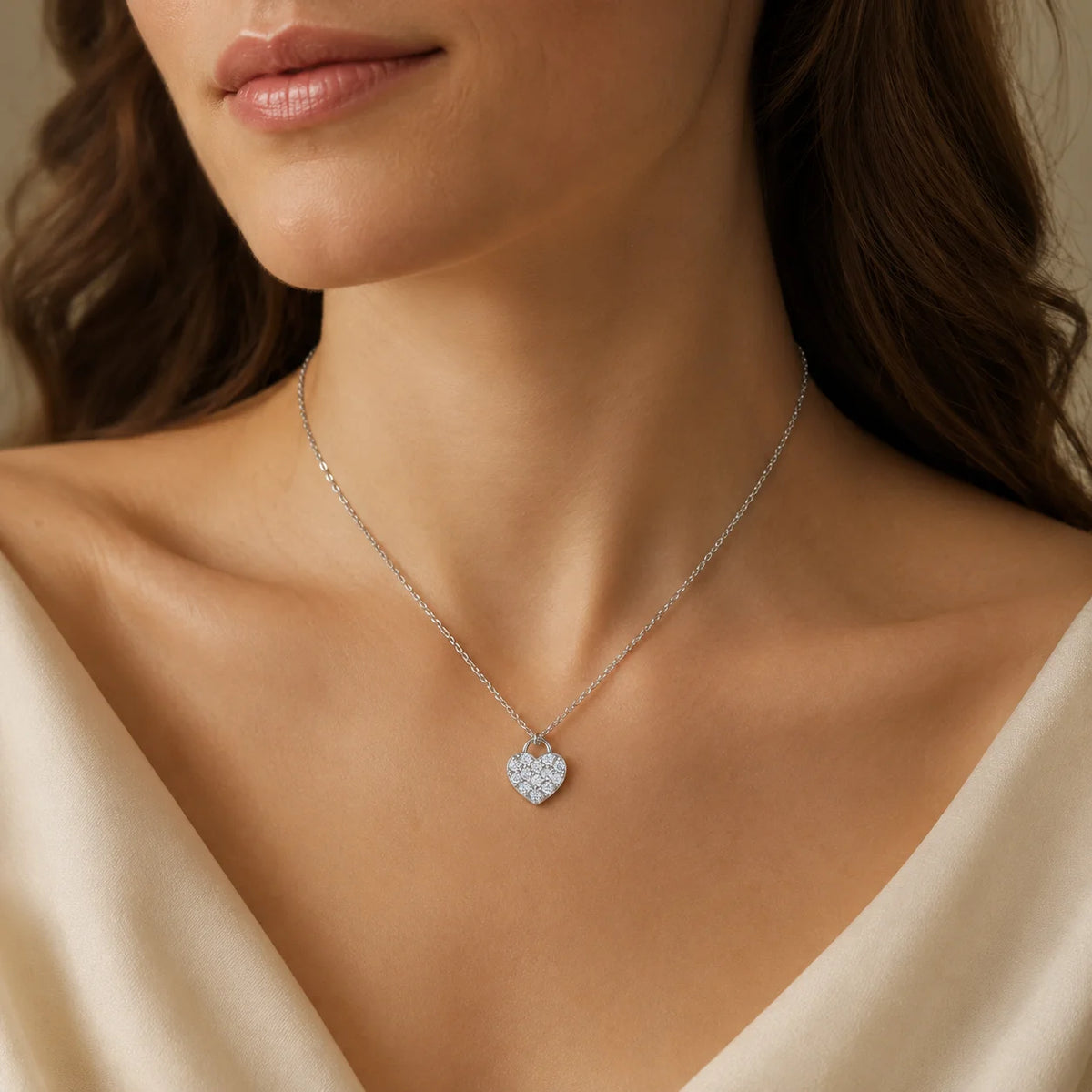 Heart Moissanite Necklace for Women S925 Sterling Silver 13-Stone Love Pendant D Color VVS1 Fine Jewelry Gift GRA Certified