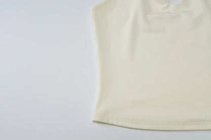 Hugcitar Women Fashion Halter Solid Loop Backless Bandage Sexy Crop Tank Top 2025 Summer Casual Clothes Streetwear Vacation Club