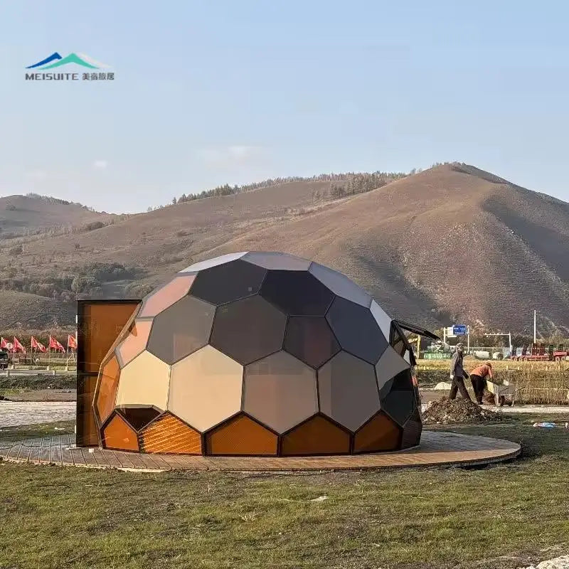 Modern Custom Hotel Glass Glamping Aluminum Alloy Fireproof Four-Season UV-resistant Transparent Geodesic Dome Tents