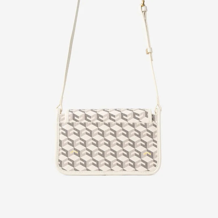Luxury Monogram Messenger Bag Women Geometric Print 3D Cube Coated Canvas Crossbody Bag Classic Versatile Elegant Shoulder Bag