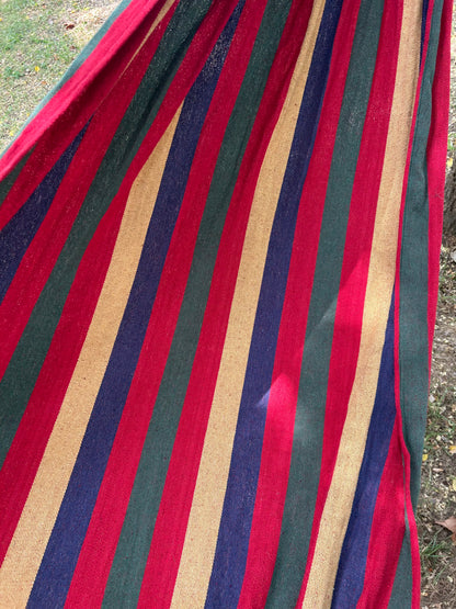 2 Person Double Hammock with Tree Straps - Heavy Duty Cotton Canvas for Patio, Backyard, Garden, Indoor & Outdoor Use (Red,Blue)