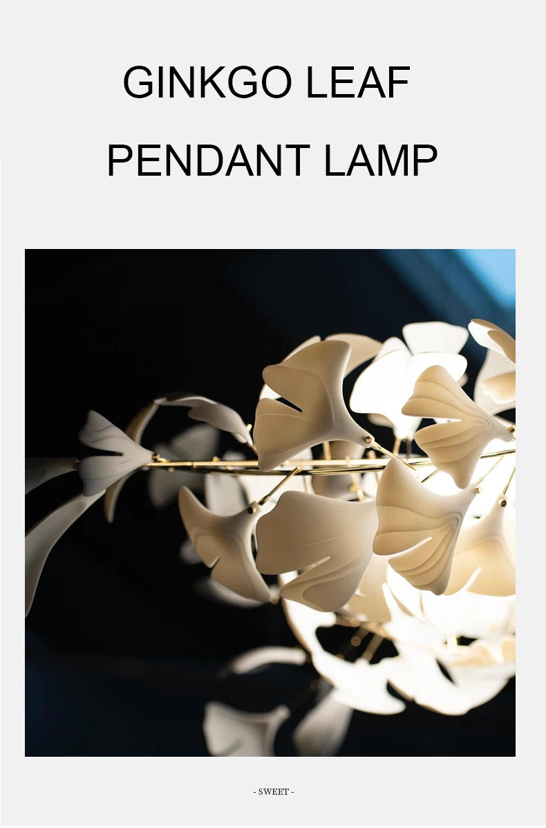 Staircase Ginko Leaf Chandelier Light For High Ceiling Staircase Loft Living Room Hotel Lobby Stairway Luxury Branch Chandeliers