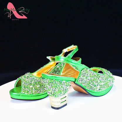 2025 Fashion Style Nigerian Ladies Lovely Shoes and Bag to Match Set in Gold Color Specials Pumps for Dress