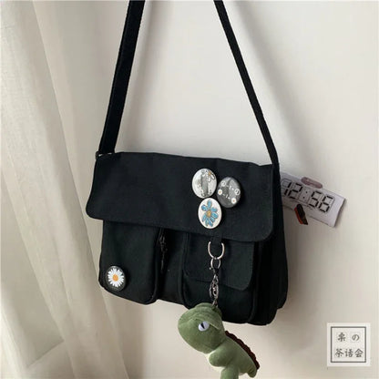 Fashion Women Canvas Shoulder Bags For Youth Casual Ladies Large Capacity Crossbody Bags Solid Handbags Messenger Bags for Women