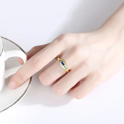 24K Gold Plated Colorful Crystal Gold Rings Turquoise Engagement Wedding Anniversary Ring Light Luxury Fashion Jewelry Gifts A40