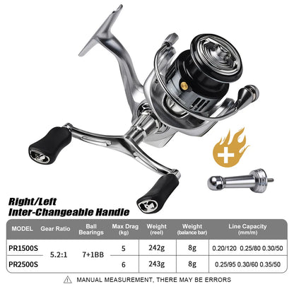 Spinning Fishing Reel 7+1BB Stainless Steel Bearings 5.2:1 6KG Max Drag Left Right Handle Saltwater Freshwater Lure Reel Tackle