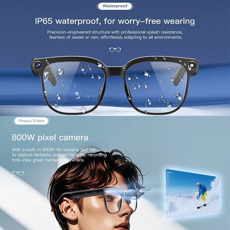 Smart Glasses IP65 Waterproof Connect To Mobile APP Video and Photo Translation AI Language Assistant Bluetooth Smart Glasses