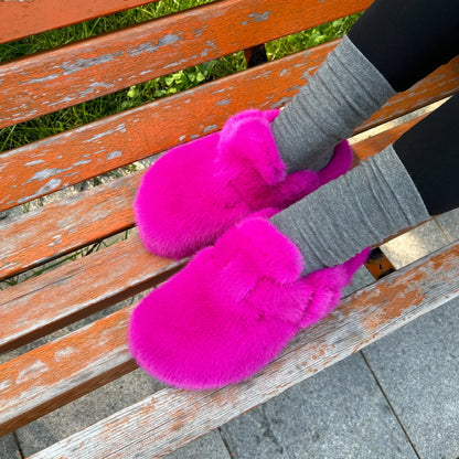 New Clogs Slippers Faux Mink Fur Slippers Women Shoes Woman 2025 Trend Plush Slipper Winter Warm Luxury Designer Shoes for Women