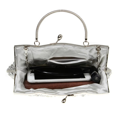 Women's Retro Small Totes Evening Bags Beaded Embroidered Ladies Clutch Purse Shoulder Chain Wedding Party Handbags Bags Purses